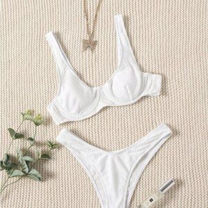SHEIN White Bathing Suite Set